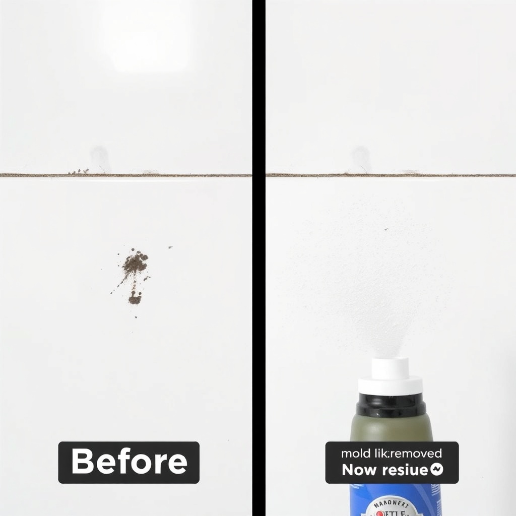 A photorealistic split-screen photo showing on the left a clean white ceramic tile with a