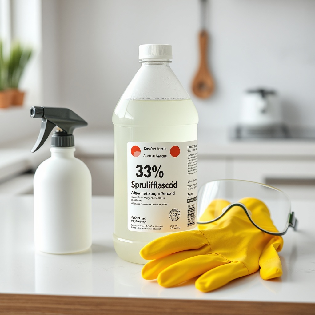 Foto einer Haushaltsflasche mit 3%igem Wasserstoffperoxid